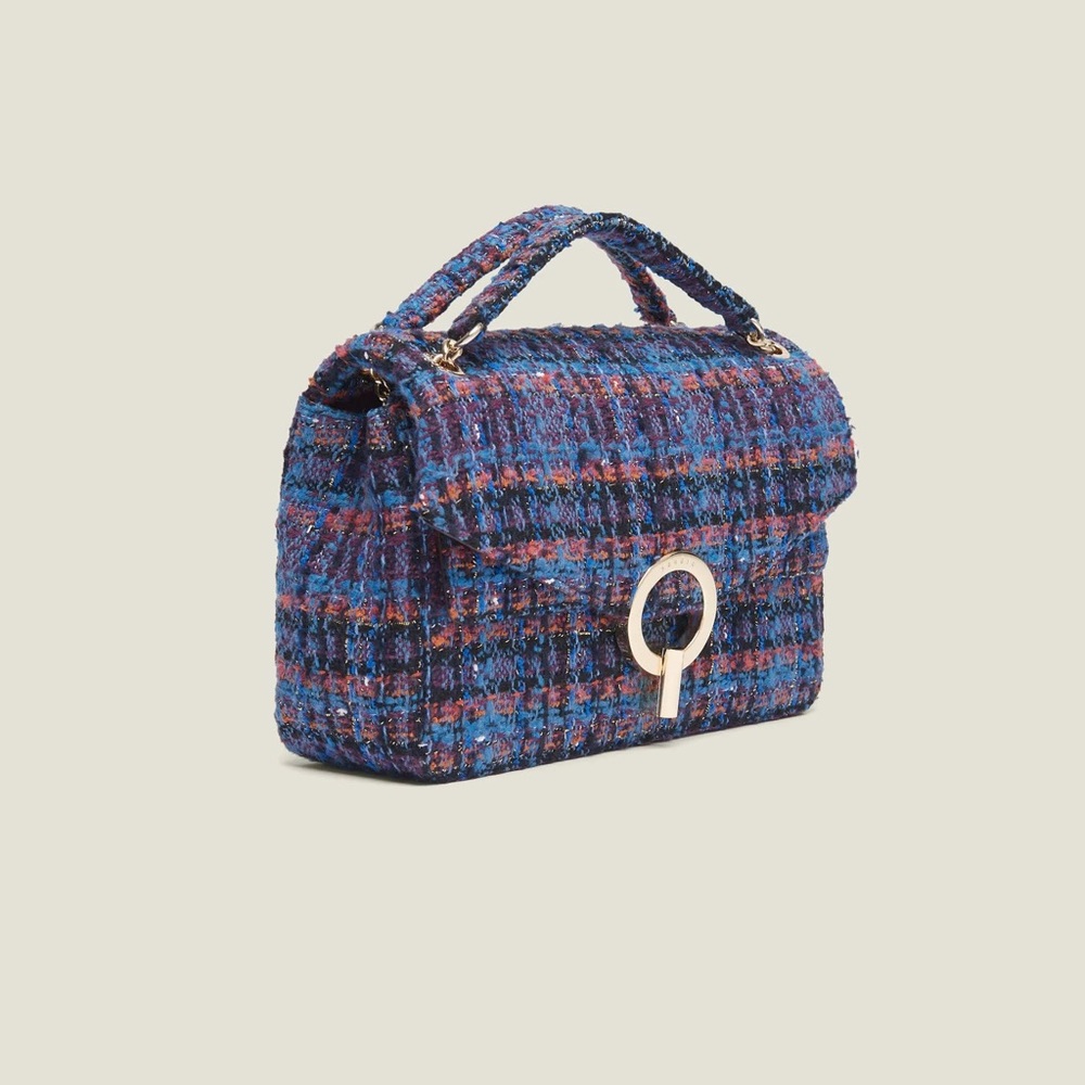 SANDRO YZA Tweed Shoulder Bag in Blue - Picture 3 of 13